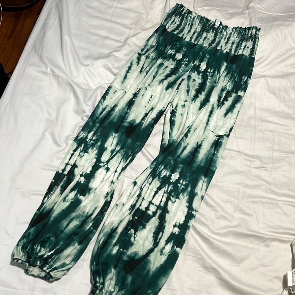 Teal tie dye joggers